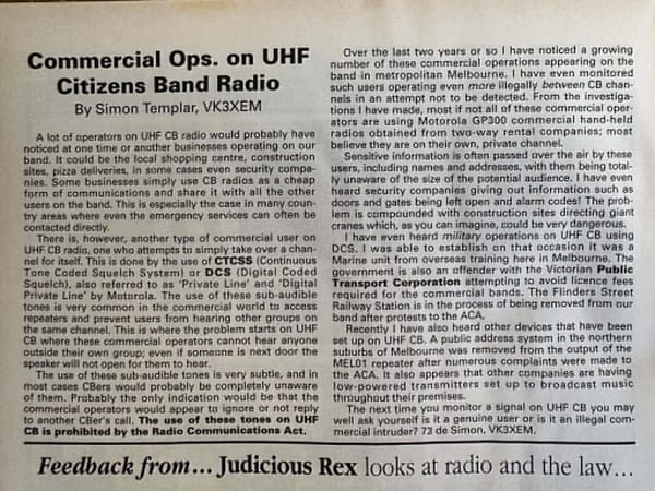 Article I wrote for Radio and Communications magazine in 1999